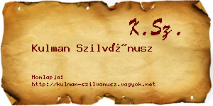 Kulman Szilvánusz névjegykártya